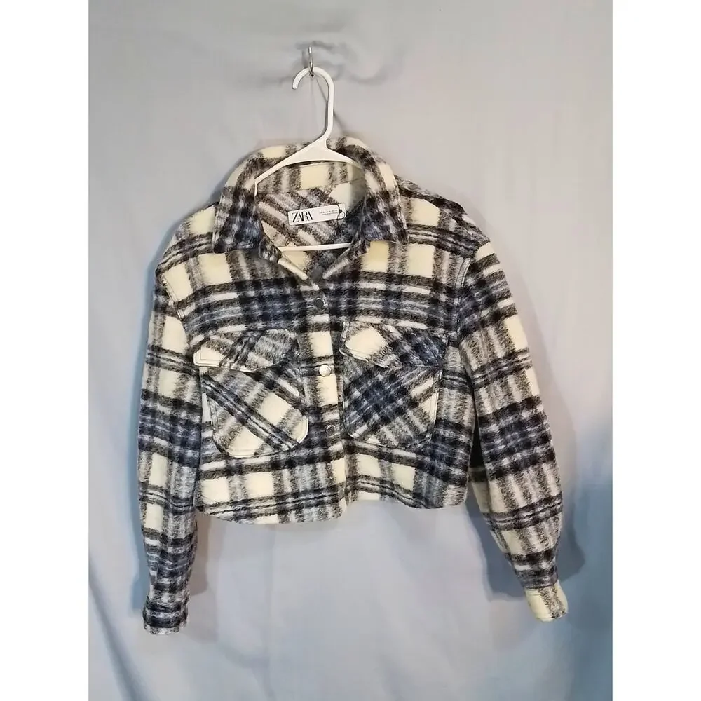 Zaba cropped gray plaid jacket